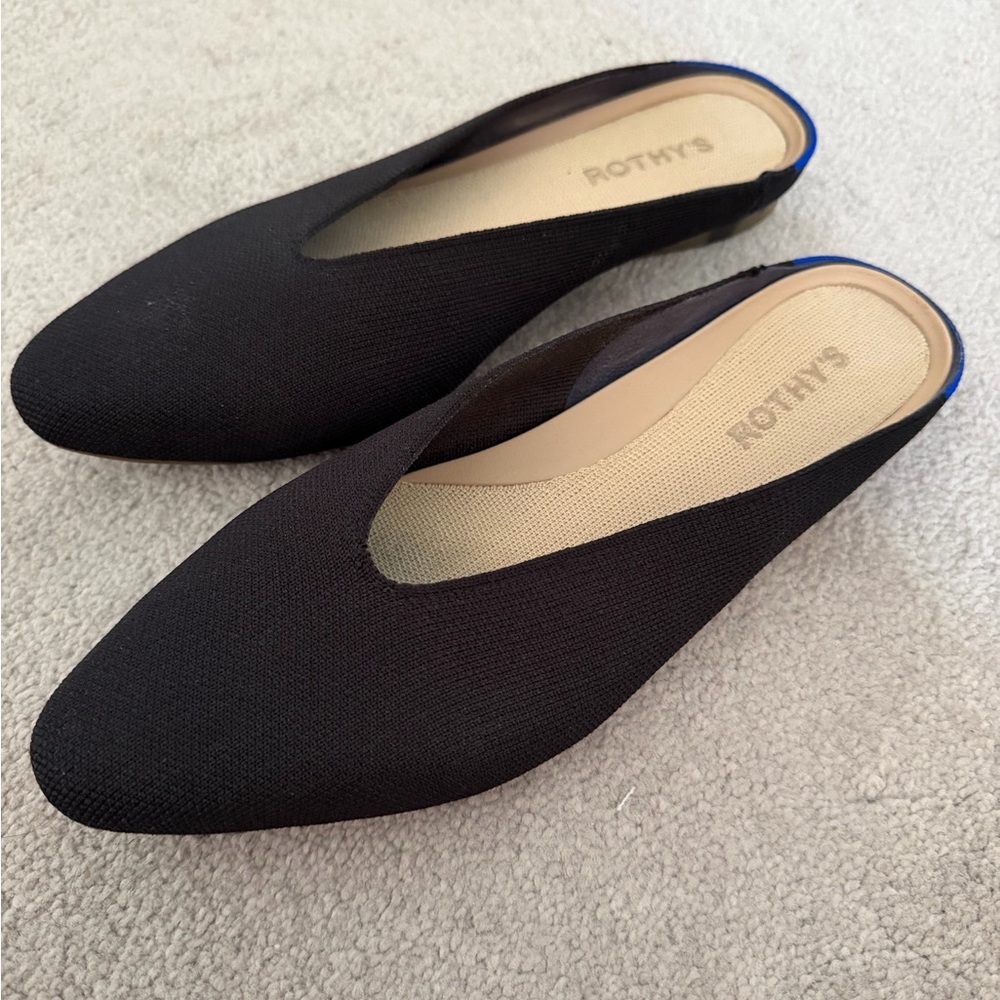 Rothy's Black Knit Slip-On Mules
